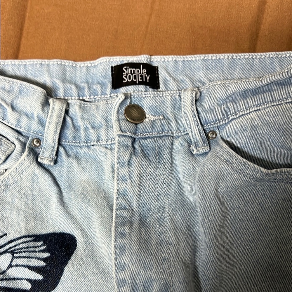 Simply society women Light Blue Jeans with Black Butterfly Design - Picture 8 of 8